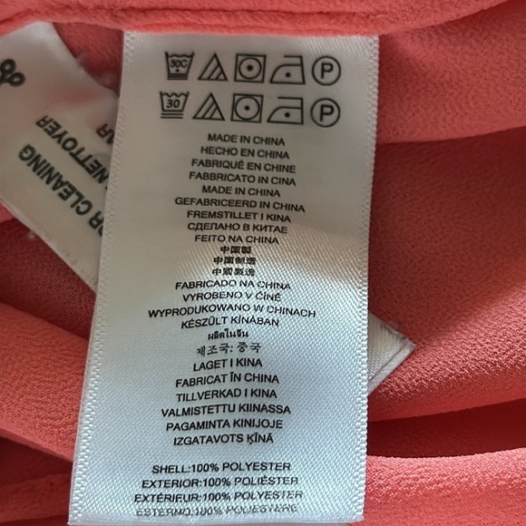 MICHAEL- Michael Kors Caribbean Pink (peach) sleeveless V cleavage Flowy dress S - Picture 6 of 6